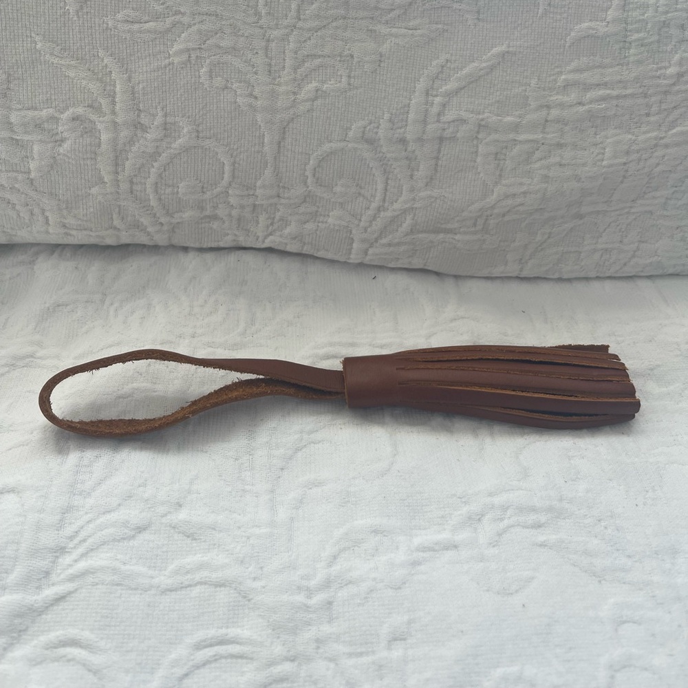 Portland Leather Goods Brown Leather Tassel Keychain